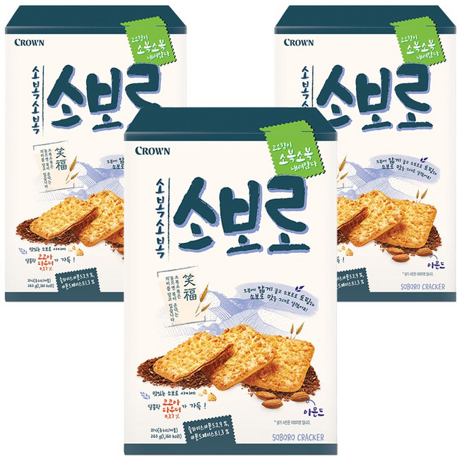 크라운 소복소복 소보로 과자, 240g, 3개