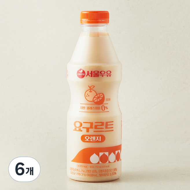 서울우유 요구르트 오렌지, 6개, 1개입, 750ml