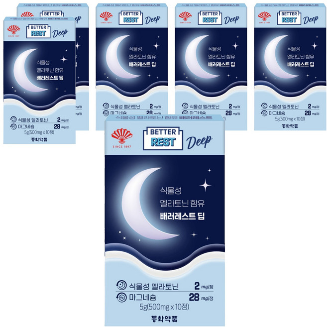 동화약품 흑하랑상추 식물성 멜라토닌 2mg 함유 배러레스트 딥, 10정, 6개