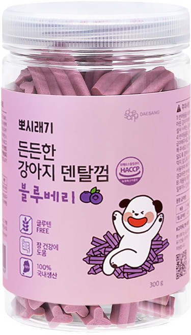 뽀시래기 든든한 강아지 덴탈껌, 블루베리, 300g, 1개