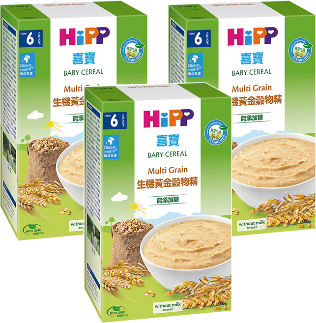 HiPP 喜寶 寶寶綜合黃金穀物精 6個月以上, 200g, 3盒