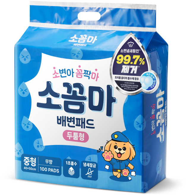 소꼼마 소변아 꼼짝마 1초흡수 두툼형 강아지 배변패드 무향, 100개입, 1개