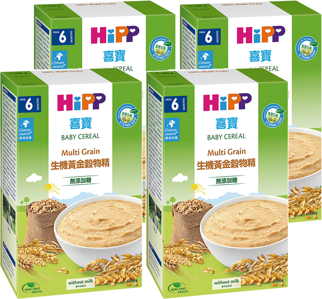 HiPP 喜寶 寶寶綜合黃金穀物精 6個月以上, 200g, 4盒