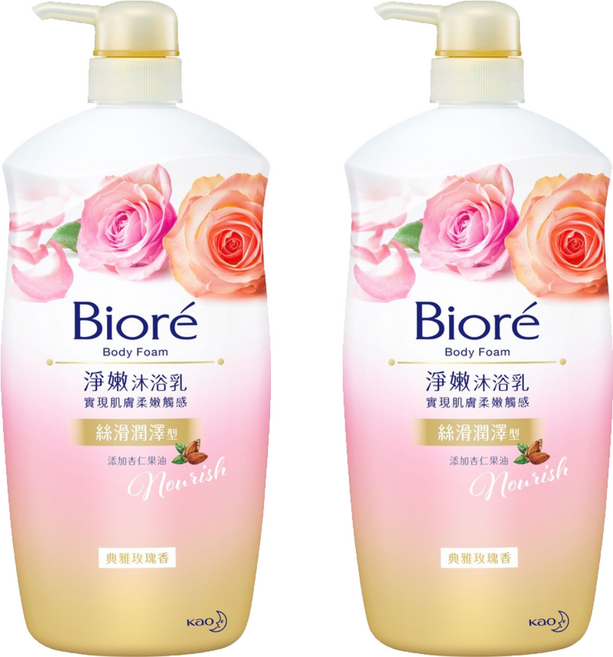 Biore 蜜妮 淨嫩沐浴乳 絲滑潤澤 玫瑰, 1kg, 2瓶