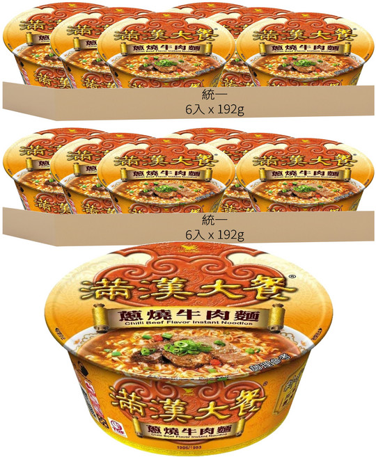 統一 滿漢大餐 蔥燒牛肉麵 192g, 12入