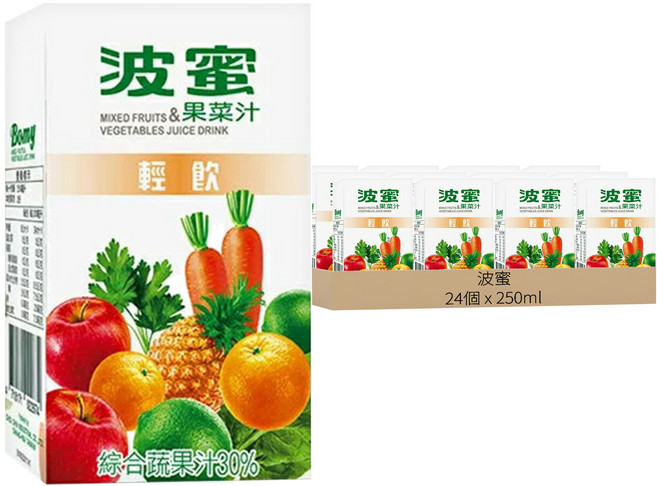波蜜 輕飲果菜汁, 250ml, 24個