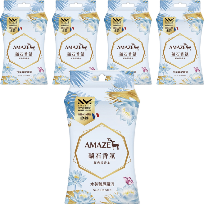AMAZE 森林擴香 礦石香氛包 3個, 水芙蓉尼羅河, 60g, 5盒