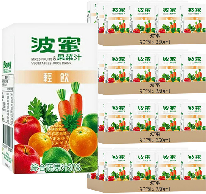 波蜜 輕飲果菜汁, 250ml, 96個