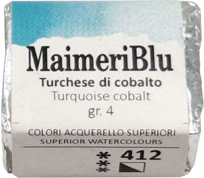 MaIMeRI 美利 塊狀水彩S4 412 TURQUOISE COBALT 鈷土耳其, 1.5ml, 1色