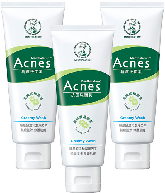 MENTHOLATUM 曼秀雷敦 Acnes 台灣公司貨 抗痘洗面乳, 100g, 3條
