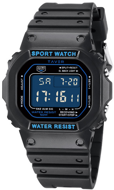 TAVER 남성용 전자 디지털 손목시계 T24003
