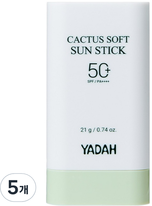 YADAH 舒緩涼感仙人掌柔膚防曬棒 SPF50+ PA++++, 21g, 5個