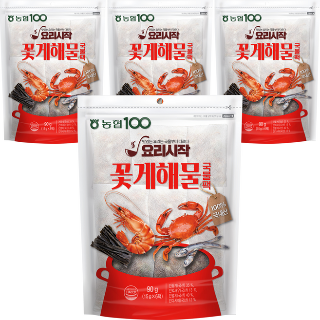 농협 꽃게 해물 국물팩 6p, 90g, 4개