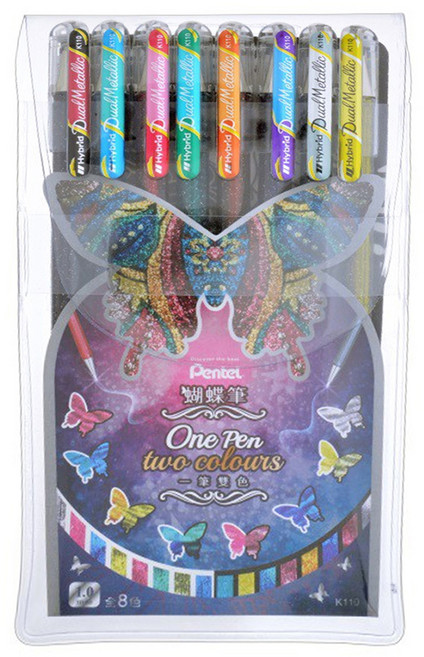 Pentel 飛龍文具 蝴蝶筆8色組, 多色, 8支