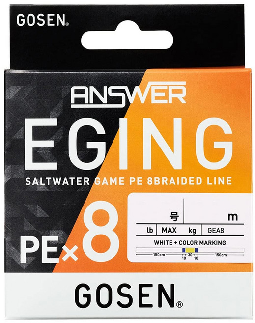GOSEN ANSWER EGING PEX8 0.6號 釣魚線, 白色 + 黃色, 1個