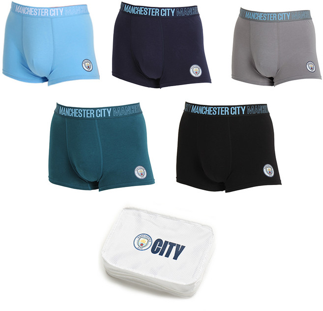 맨체스터시티 풋볼스탠다드 남성용 맨시티 컴포트 드로즈 팬티 5종 세트 + 파우치
