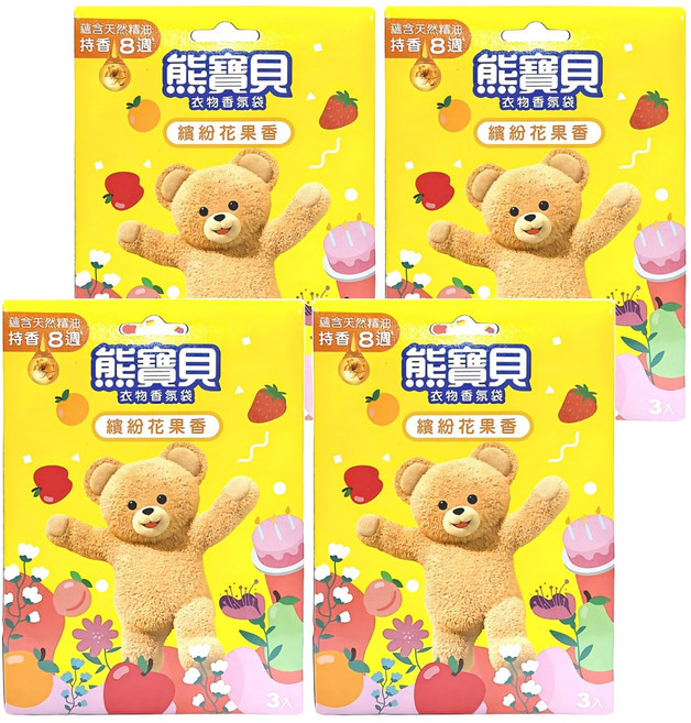 Snuggle 熊寶貝 衣物香氛袋, 繽紛花果香, 21g, 4盒