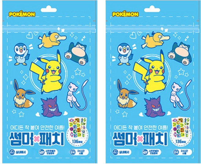 태양생활건강 포켓몬스터 모기퇴치 썸머패치 136p, 혼합색상, 2개