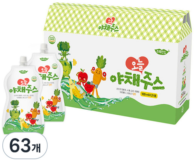 초록한입 생생 오늘야채주스, 100ml, 63개