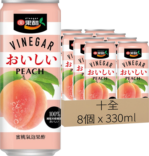 十全 氣泡果酢 蜜桃口味, 330ml, 8個