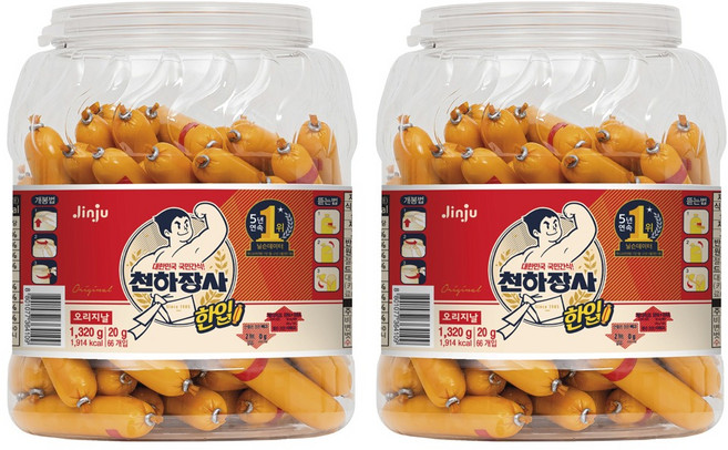 천하장사 한입 오리지날 소시지, 1.32kg, 2개