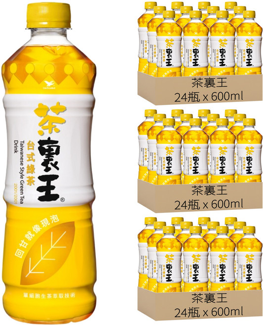 茶裏王 台式綠茶, 600ml, 72瓶