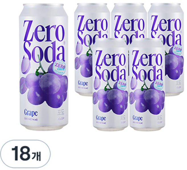 클룹 제로소다 포도, 18개, 500ml