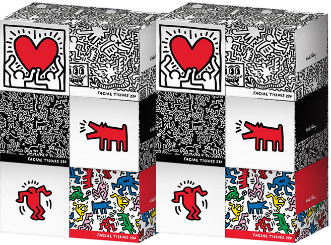 한예지 키스해링 오리지널 미용티슈 2겹, 230매, 24개