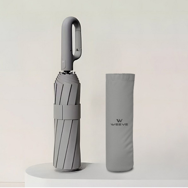 WEEVE 超大型堅固抗UV 99.9%登山扣遮光三折自動長柄陽傘