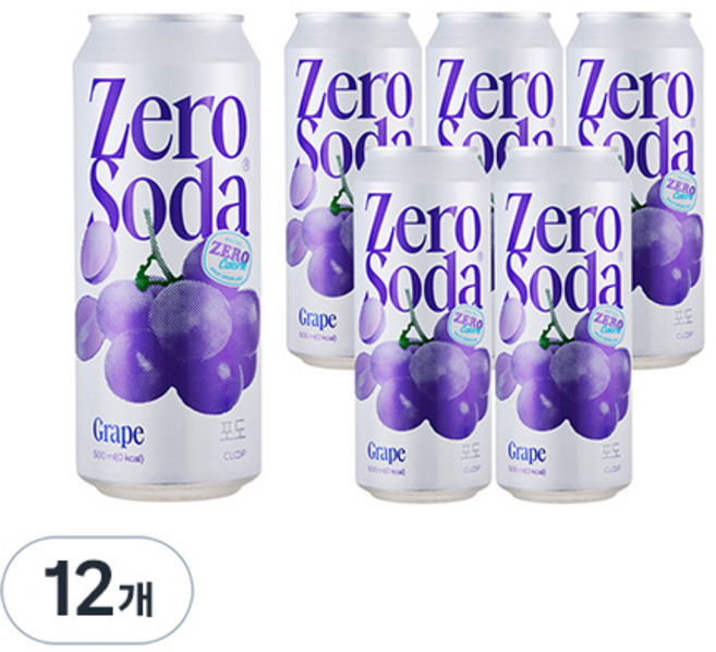 클룹 제로소다 포도, 12개, 500ml