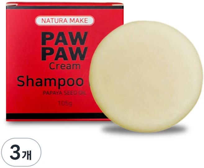 내추라메이크 포포크림 샴푸바, 3개, 105g - 쿠팡