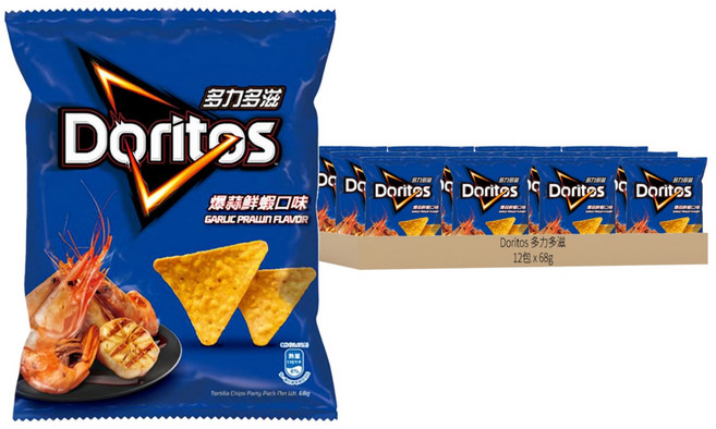 Doritos 多力多滋 玉米片 爆蒜鮮蝦, 68g, 12包