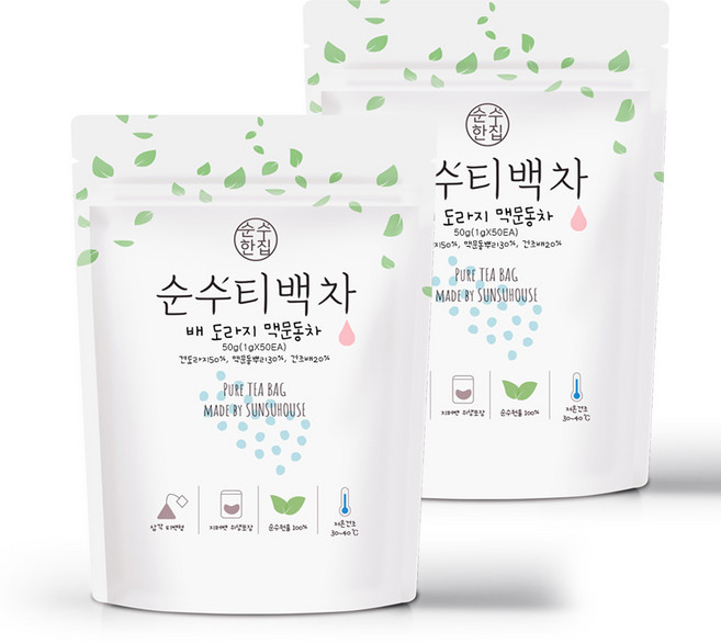 순수한집 배 도라지 맥문동차, 1g, 50개입, 2개
