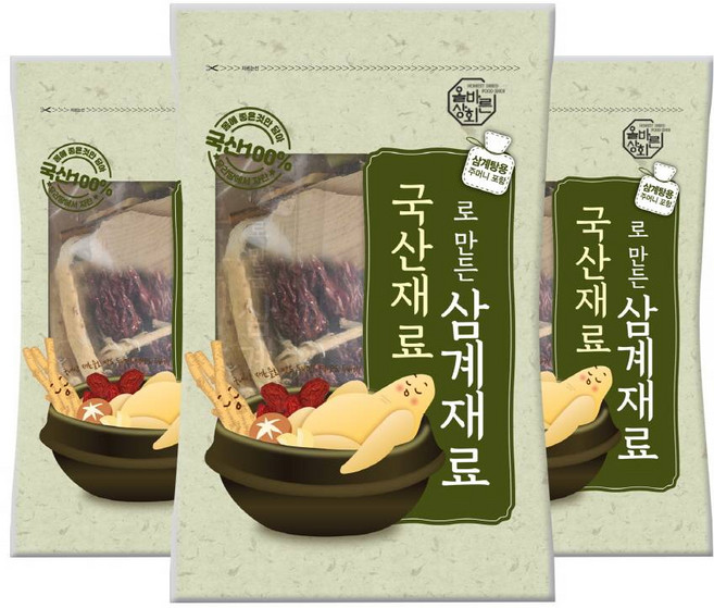 올바른상회 국산재료로 만든 삼계재료, 3개, 100g