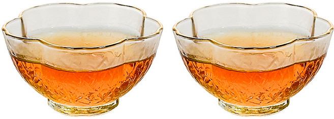 다도 내열유리 골드라인 금빛 연꽃찻잔 70ml S210-3, onecolor, 2개