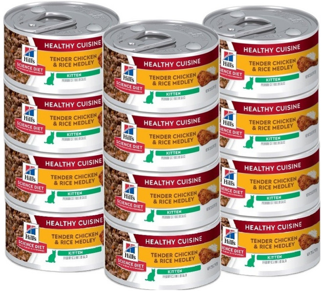 힐스사이언스다이어트 키튼 고양이 헬씨 퀴진 스튜 습식사료, 닭+쌀, 79g, 12개