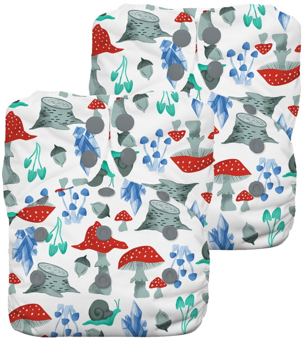 THIRSTIES 成長型 一體式 AIO布尿布 乾爽有機棉 壓扣, Forest Frolic, 2件