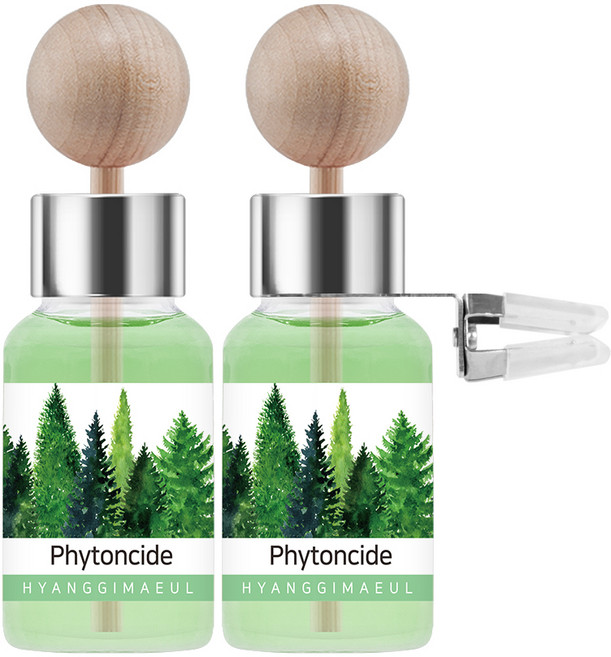 향기마을 차량용 디퓨저 17ml 2p + 나무봉 2p + 송풍구클립 2p, 피톤치드, 1세트
