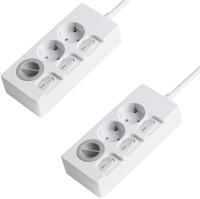 스윗홈 국내생산 개별스위치 절전 멀티탭 3구+안전커버 1p, 7m, 혼합색상, 2개