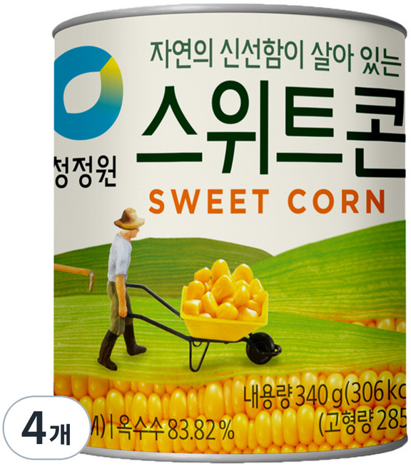 청정원 스위트콘 통조림, 340g, 4개