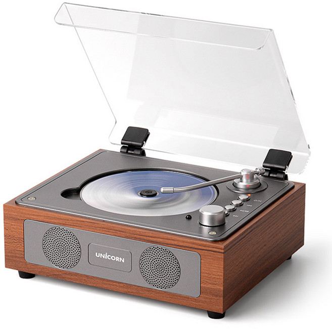 유니콘 엔틱 레트로 전용리모컨 블루투스 휴대용 무선CD플레이어, MF-500CD, 체리우드