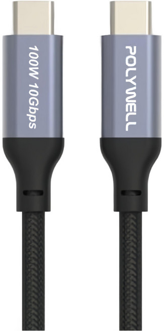 POLYWELL 寶利威爾 USB3.1 Gen2 Type-C 5A高速充電線, 2m, 黑色, 1條