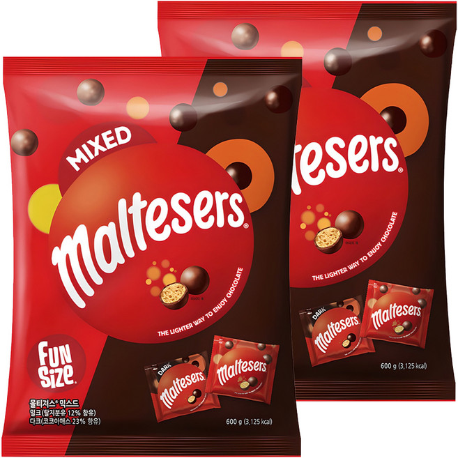 몰티져스 펀사이즈 믹스팩, 600g, 2개