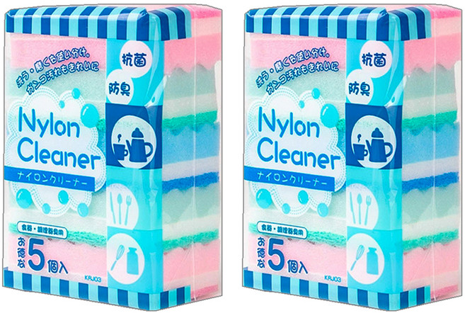 ezHome 3層波浪海綿清潔菜瓜布 顏色隨機, 5個, 2袋