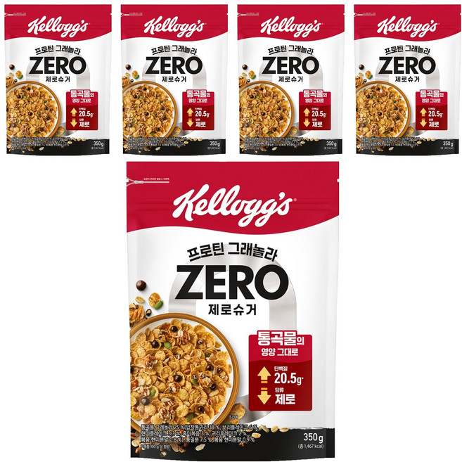켈로그 프로틴 그래놀라 제로슈거, 350g, 5개