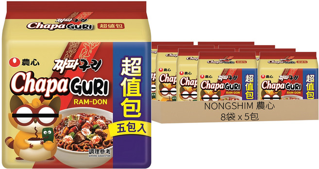 NONGSHIM 農心 浣熊炸醬烏龍麵 140g, 40包