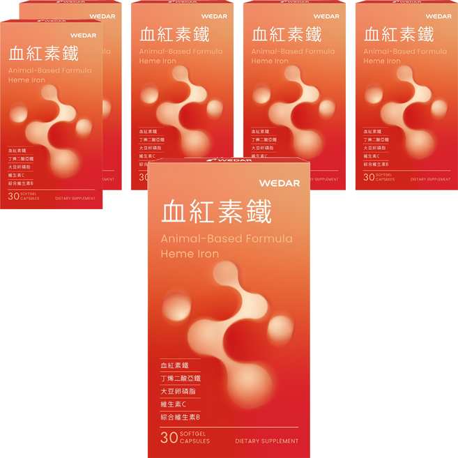 WEDAR 薇達 血紅素鐵 0.6g, 30顆, 6盒