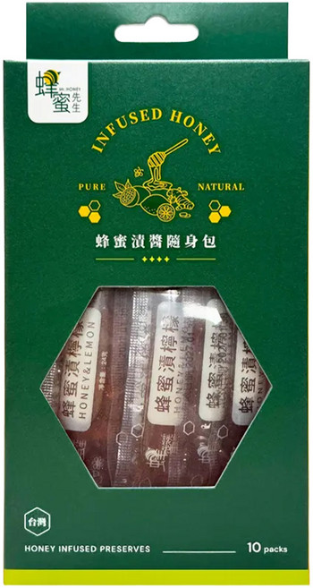 Mr.HONEY 蜂蜜先生 蜂蜜漬檸檬隨身包, 24g, 10條, 1盒