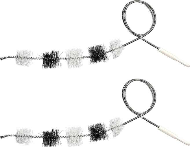 UdiLife 優的生活大師 百研 五節式排水管疏通清潔刷 刷毛+吸附 軟質線圈設計, 刷毛型 黑色 + 白色 + 銀色線圈, 2支