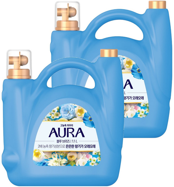 아우라 고농축 섬유유연제 블루 브리즈 본품, 5.5L, 2개